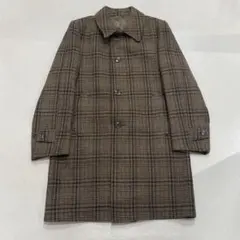 ハリソンズ・エジンバラ カシミヤ100% コート チェック ステンカラー