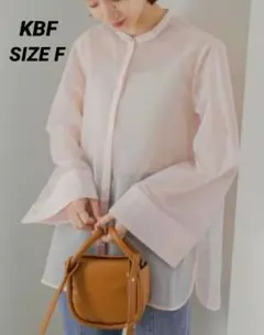 KBF　ストライプ シースルー シャツ ピンク
