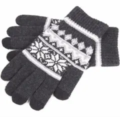 手袋 防寒 ニット手袋 スマホ対応 グレー チクチクしない 裏起毛 あったか