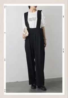 人気　ハイウエストサロペット　frene