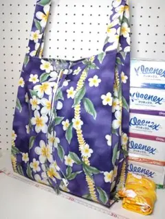エコバッグ サブ レジ スーパー 大型 ハワイ プルメリア お揃い ハンドメイド