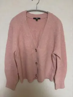 UNIQLO スフレヤーンショートカーディガン 長袖 ピンク Mサイズ