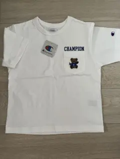 Champion キッズ ポケットTシャツ ベア刺繍 ホワイト
