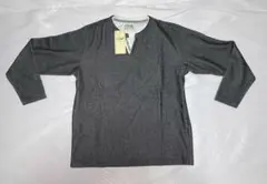 新品　クロコダイル　グレー ヘンリーネックカットソー L