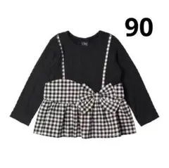 クレセント　リボン付きフリルデザイン Tシャツ 90