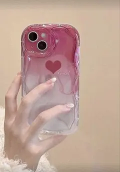 iPhone11 ケース カバー グラデーション ハート ピンク