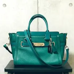 COACH コーチ スワッガー キャリーオール27 ペブルレザー フォレスト