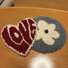 パンチニードル 花柄 刺繍 コースター ワッペン 7枚セット ミニラグ