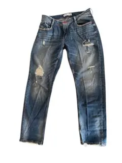ZARA ダメージ加工ブルーデニムパンツ　USA 06