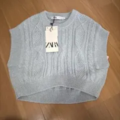 ZARA ニットベスト ライトブルー
