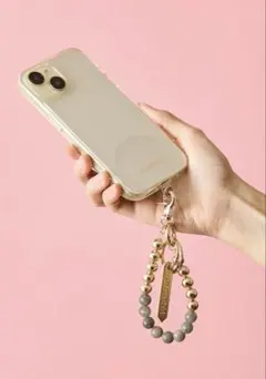Hashibami 天然石*ゴールドビーズ スマホハンドストラップ