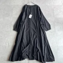 【未使用】congés payés 刺繍2WAYワンピース 麻混 ブラック