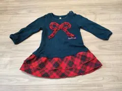 Hot Biscuits 黒・赤チェック 長袖ワンピース サイズ：90