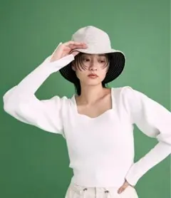 スクエアネックリブニットプルオーバー ADAM ET ROPE'