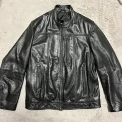希少　OLD UNIQLO ユニクロ　レザージャケット　牛革　ブラック　Lサイズ
