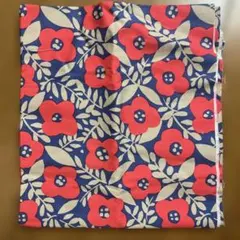 赤と青の花柄 綿プリント生地