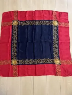 CHANEL シルクスカーフ 赤・紺 【美品】