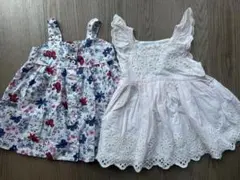 【セット】フラワー 花柄 ワンピース ベビーギャップ 70 ノースリーブ