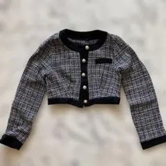 SHEIN 黒と白のツイードカーディガン