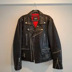 HORN WORKS ブラック ダブルライダースジャケット、Lサイズ