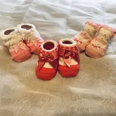 新品未使用⭐︎ミキハウス ベビー靴下 3足セット 女の子向け リボン付き