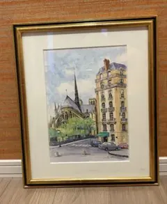【希少・額装品】ラフルスキー 「セーヌ川」リトグラフ 額縁付き 絵画 希少・額装品】ラフルスキー 「セーヌ川」リトグラフ 額縁付き 絵画