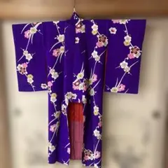 大正浪漫　紫色 花柄 着物のサムネイル