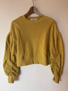 【3月末まで】 RayBEAMSマスタード クロップドトップス ギャザー袖