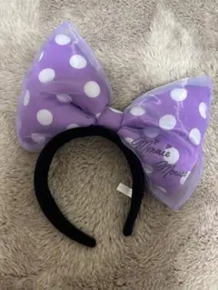 ディズニー ミニー リボンカチューシャ 水玉 紫