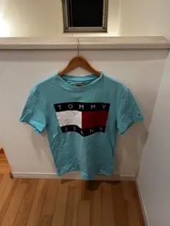 TOMMY JEANS 水色 ロゴ Tシャツ