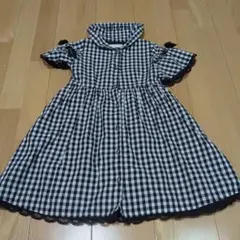メゾピアノ　ギンガムチェックセーラーワンピース　120cm