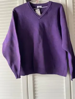洗える！:パープル Vネックセーター Mサイズ