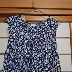 ３L◎花柄ノースリーブチュニック◎ ネイビー