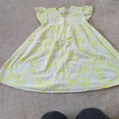 ノースリーブワンピース 白×黄　母娘