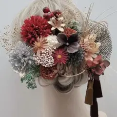 髪飾り　成人式　卒業式　結婚式　アンティークミックス　ゴールド　水引　タッセル