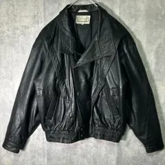 ヴィンテージ レザージャケット 黒 本革 肩パッドなし