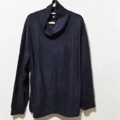 UNIQLO ソフトニットフリース リブ ハイネックT 紺 ネイビー