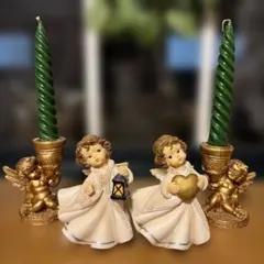 天使のキャンドルホルダーと天使の置物