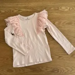 H&M フリル付き長袖カットソー ピンク 120cm