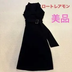 ノースリーブ ひざ丈ワンピース ブラックのサムネイル
