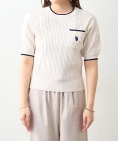 美品♡U.S. POLO ASSN. ×RMAF ポケ付ケーブルプルオーバー 白