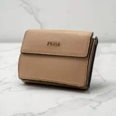 FURLA フルラ 三つ折り財布 レザー ピンクベージュ コンパクトウォレット