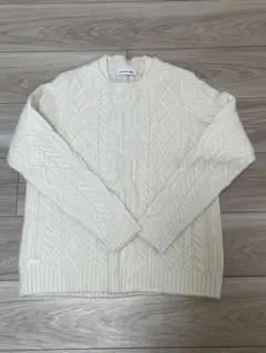 【美品】LACOSTE アイボリー ケーブルニット