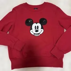 美品⭐︎ Disney&GUコラボ ミッキーマウス 裏起毛トレーナー 赤　Mサイズ