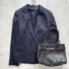 theory セオリー ウール リネン ストライプ柄 テーラードジャケット