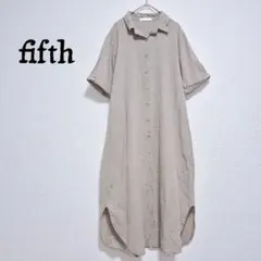 フィフス　半袖　ロングシャツワンピース　羽織り　リネン混　ゆったり ベージュ