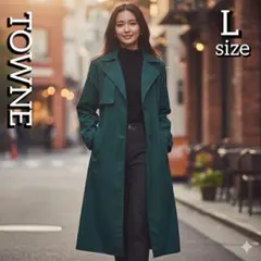 ●✨Towne 緑色 Lサイズ トレンチコート スプリングコートとしても使えます