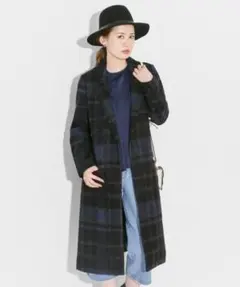 SENSE OF PLACE チェック柄チェスターコート ブルー