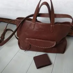 Dakota ブラウン レザー ショルダーバッグ　お財布セット