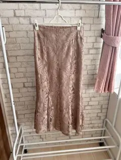 ピンク フレアスカート レース風